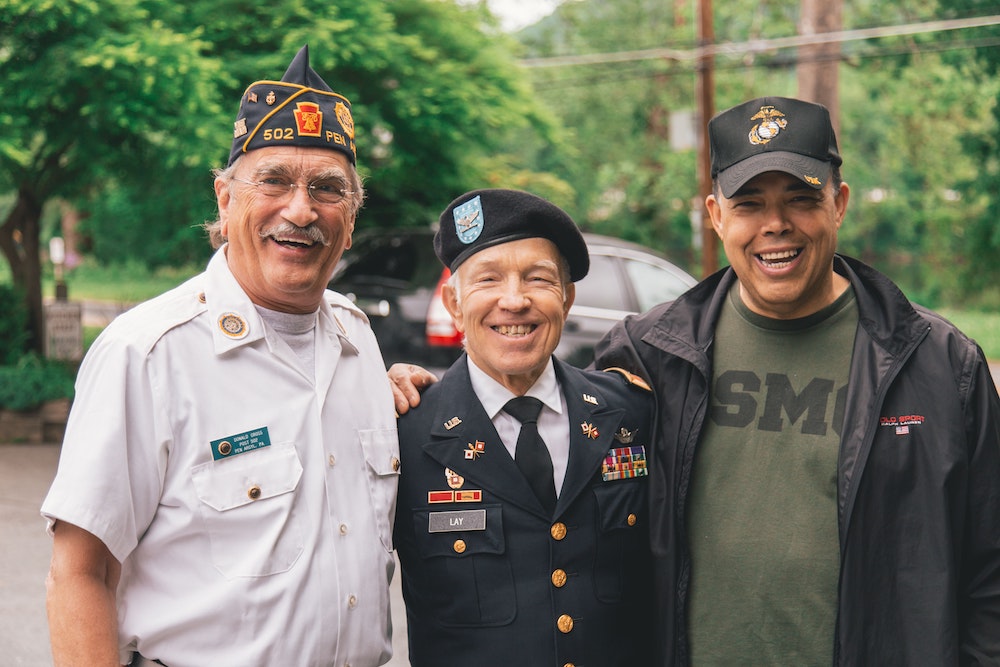 Veterans posing together for photo